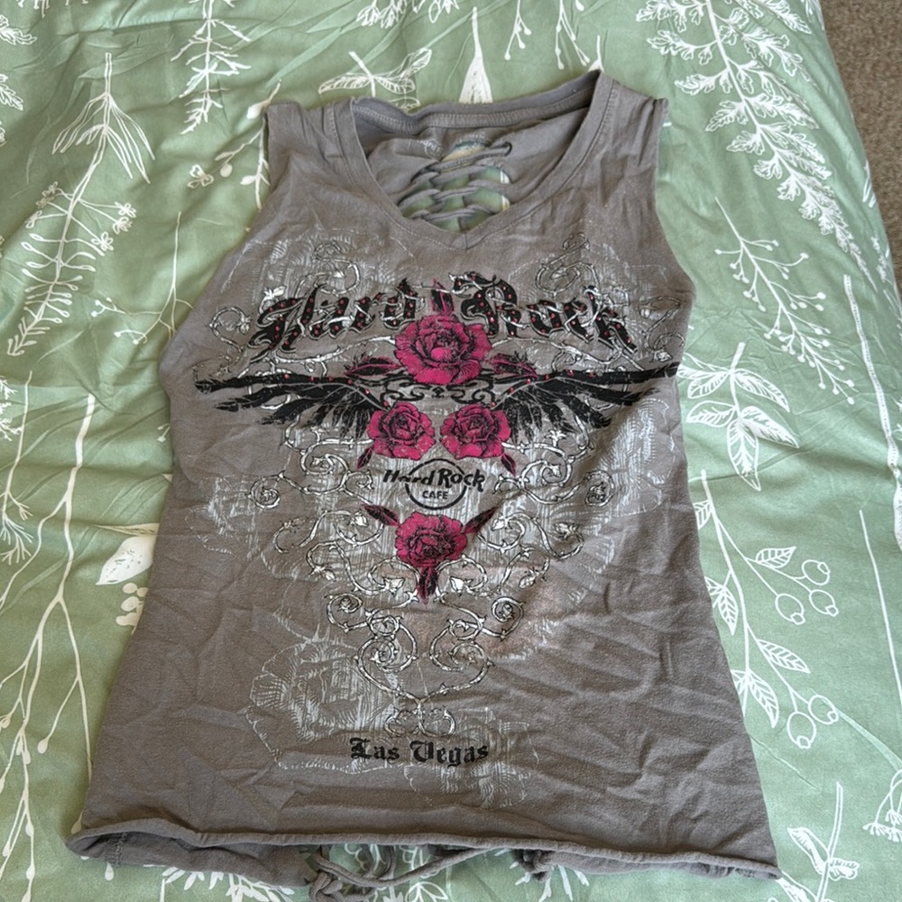 Hard Rock Cafe Women's Tank Top with Pink and Black Design
